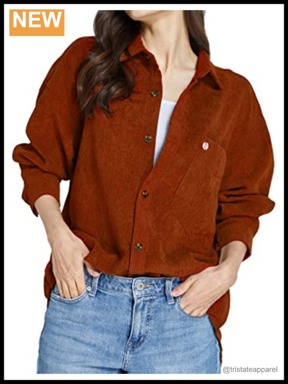Womens Corduroy Shacket Jacket Oversized Button Down Long Sleeve Casual